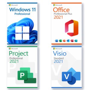 Microsoft Windows 11 Pro + Microsoft Project 2021 Pro + Microsoft Office 2021 Pro + Microsoft Visio 2021 Standard license for 3 devices