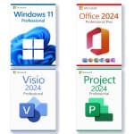 Microsoft Windows 11 Professional  + Microsoft Project 2024 Professional  + Microsoft Office 2024 Professional + Microsoft Visio 2024 Professional license for 3 devices