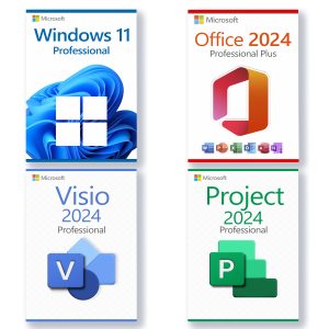 Microsoft Windows 11 Professional  + Microsoft Project 2024 Professional  + Microsoft Office 2024 Professional + Microsoft Visio 2024 Professional license for 3 devices